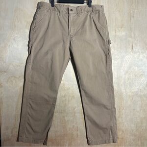 Carhartt B324 Washed Twill Dungaree Carpenter Pants Relaxed Fit Beige 38x30 Vtg